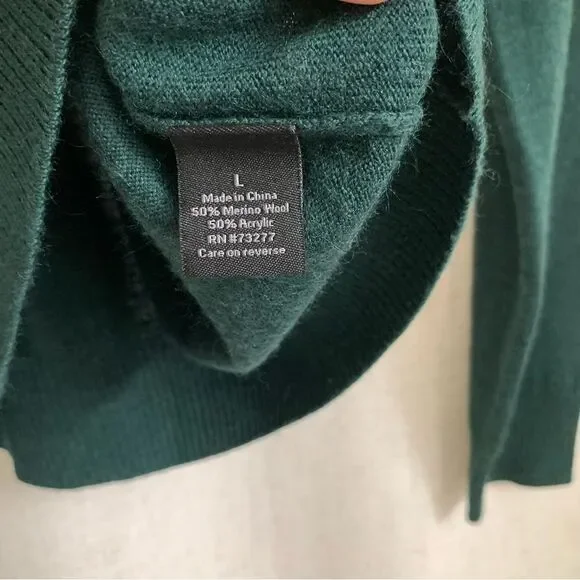 Apt 9. Men’s Merino Blend Forest Green V-Neck Sweater Thin Large - Picture 4 of 5